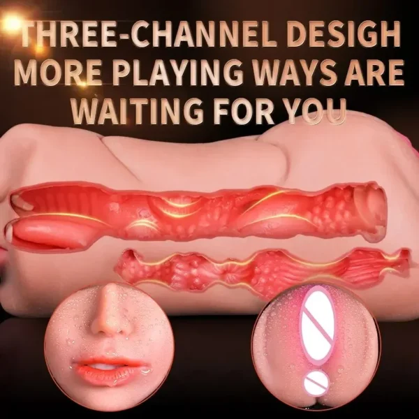 3 IN 1 Artificial Vagina Male Masturbator Cup Realistic Real Oral Anal Clitoris Silicone Masturbation Blowjob Sex Toys for Men - Image 2