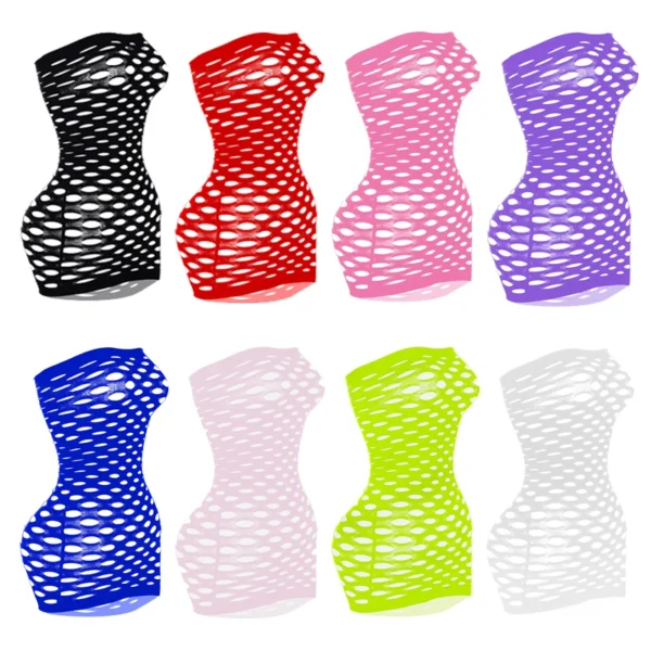 Sexy​ ​Lingerie Women Body Lenceria Erotic Fishnet Sensual Sex See Through Hot Pink Dress Mesh Bodysuit Underwear Costumes - Image 6
