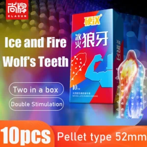 10Pcs Ice and Fire Particle Condom Delay for Men Lubrication Contraception Sensitive Penis Sleeve Adult Products Sex Toys