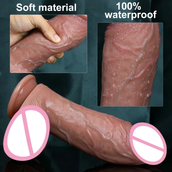 Realistic Veins Soft Thick Dildo Masturbators Big Cock Double Silicone Small Flesh Penis Woman Man Anal Sex Toy Suction Cup Dick - Image 2