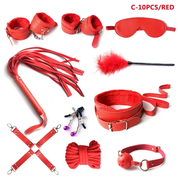 BDSM Kits Sex Bondage Set Handcuffs Gag Whip Nipple Clamps Erotic Sex Toys for Women Couples Adult Sex Shop Anal Butt Plug Tail - Image 2