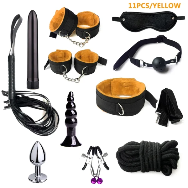 BDSM Kits Sex Bondage Set Handcuffs Gag Whip Nipple Clamps Erotic Sex Toys for Women Couples Adult Sex Shop Anal Butt Plug Tail - Image 3