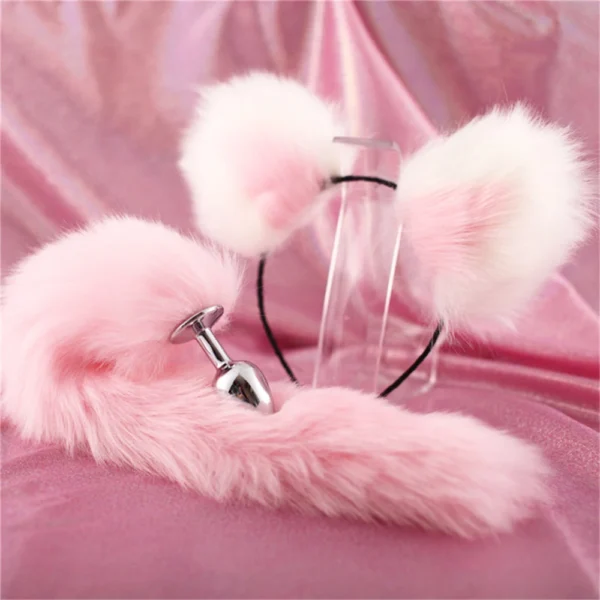 Dildo Anal Plug Cute Ears Headbands Fox Rabbit Tail Metal Butt Anal Plug Erotic Cosplay Accessories Adult Sex Toy for Couples - Image 3