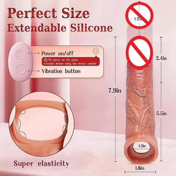 Remote Control Vibration Penis Extension cock Sleeve Silicone Reusable Condom For Men Sex Toys Penis Enlargement - Image 6