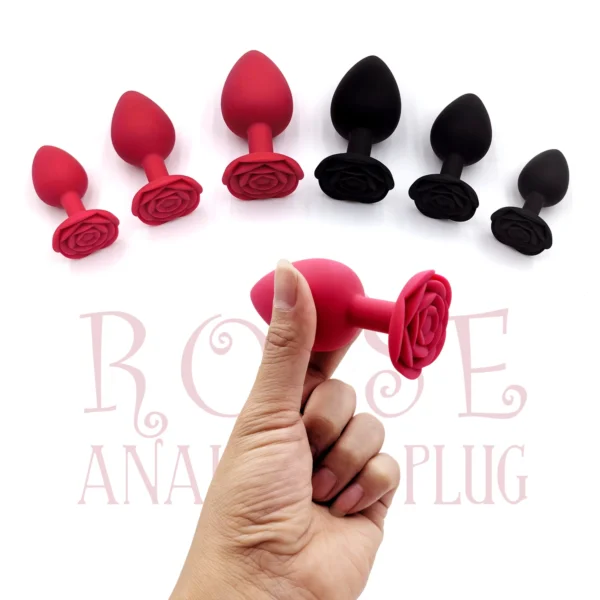 Soft Silicone Rose Flower Anal Plug Beginner To Expert 3 Sizes Butt Plug Anus Trainer Dildos Adule Sex Toys For Couple Women Men - Image 2