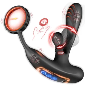 Anal Vibrator Prostate Massager with Cock Ring Buttplug Stimulator with 10 Kneading & 10 Vibrating Modes Sex Toys for Men Gay