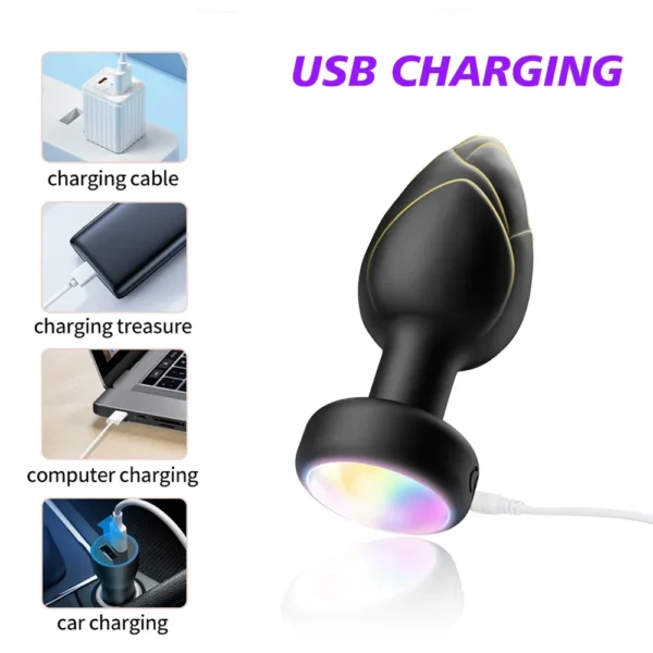 Vibrating Plug Anal Vibrator Buttplugs Male Prostate Massager Women Vaginal Massage With LED Light Anus Sex Toy For Men Gay - Image 5