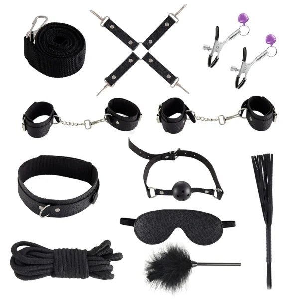 Sex Toys BDSM Bondage Kits Genuine Leather Restraint Set Handcuffs Collar Gag Vibrators Sex Toys For Women Couples Adult Games - Image 5