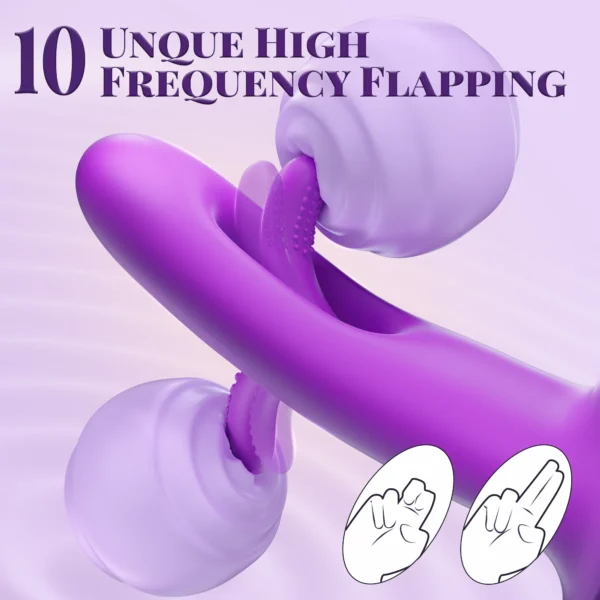 2 in 1 Realistic Lips Clitoris Vibrator for Woman G Spot Sex Toy with 10 Flapping Vibrating and Licking Tongue Modes Masturbator - Image 3