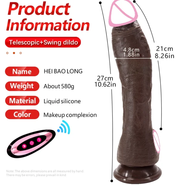 10.6in Long Realistic dildo Black vibrator penis telescopic Swing Heating silicone dildo remote control Dildo Vibrator for wome - Image 5
