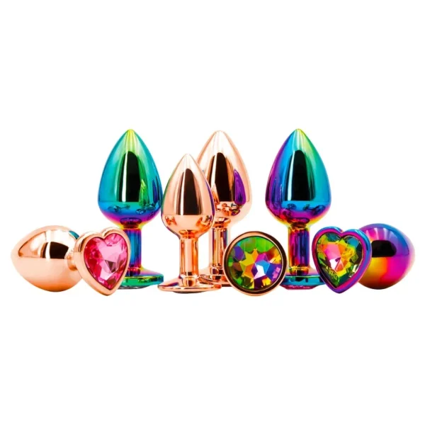 Mini Rainbow Rose Gold Butt Plug Crystal Jewelry Metal Anal Beads Butt Plug Trainer Anal Dildo female male Masturbation Sex Toy