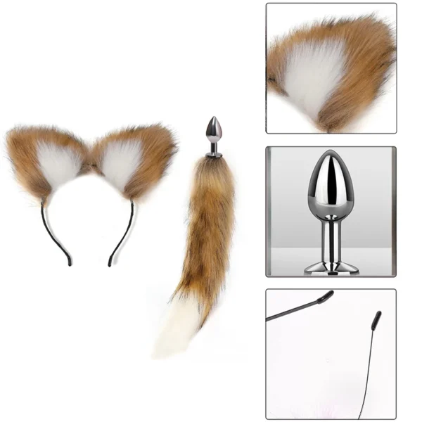 Fox Tail Anal Plug with Hairpin Bdsm Toy Flirting Metal Butt Plug Tail Sex Toys for Woman Man Couples Cosplay Adult Game Shop - Image 2