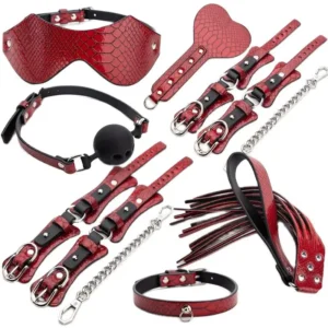 BDSM Bondage Kits PU Leather Restraint Set Handcuffs Collar Masks Silicone mouth plug Sex Toys For Women Couples SM Adult Games