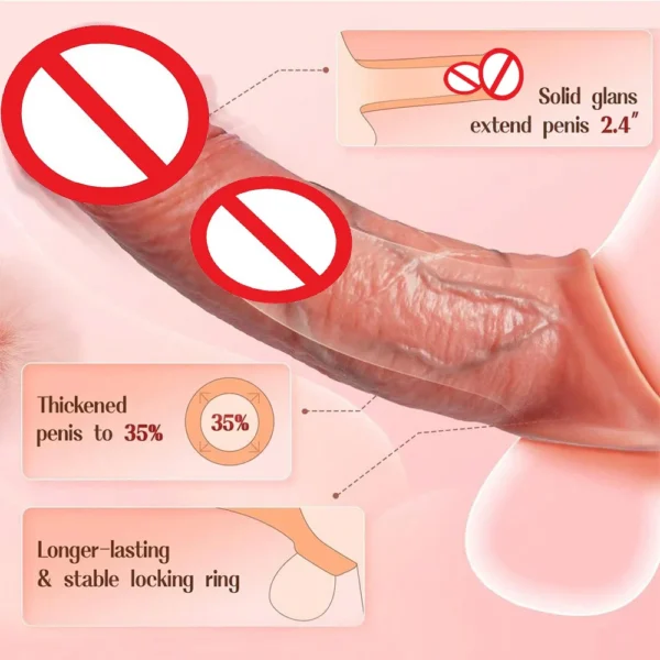 Remote Control Vibration Penis Extension cock Sleeve Silicone Reusable Condom For Men Sex Toys Penis Enlargement - Image 4