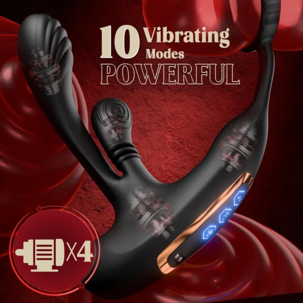 Anal Vibrator Prostate Massager with Cock Ring Buttplug Stimulator with 10 Kneading & 10 Vibrating Modes Sex Toys for Men Gay - Image 3