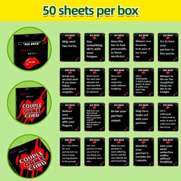1Deck Sexual Couple Game Card - Intimacy Challenge Cards for Couples, Night Date Bedroom Leisure Entertainment Game Card - Image 3