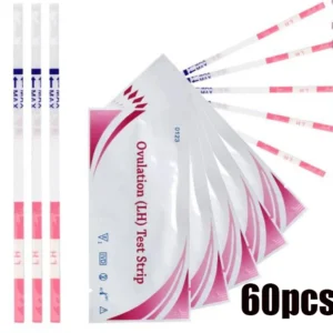 60Pcs LH Ovulation Over 99% Accuracy Test Kit Strips Pregnancy Test First Response Tests Household Strips Urine Test for Adult