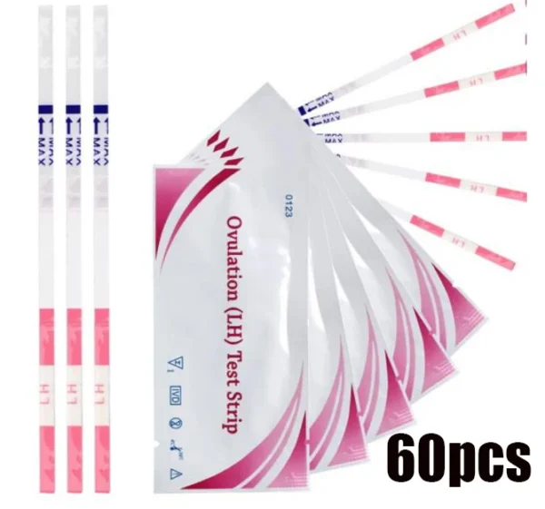 60Pcs LH Ovulation Over 99% Accuracy Test Kit Strips Pregnancy Test First Response Tests Household Strips Urine Test for Adult