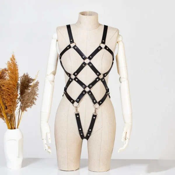 Leather BDSM Lingerie Harness for Women Full Body Cage Bra and Chest Harness Breast Harness Cage Harness Full Body Harness