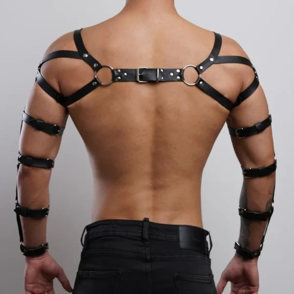 Male Leather Lingerie Sexual Chest Harness Fetish Men Body Bondage Cage Shoulder Harness Strap Erotic Gay Clothing for Adult Sex - Image 5