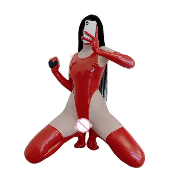 PVC Wet Look High Cut Bodysuit Open Crotch Latex PU Oil Gloosy Sexy Tight Cosplay Satge Dance Wear One Piece Backless Leotard - Image 2