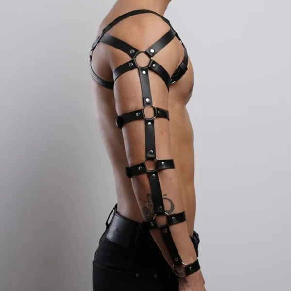 Male Leather Lingerie Sexual Chest Harness Fetish Men Body Bondage Cage Shoulder Harness Strap Erotic Gay Clothing for Adult Sex - Image 4