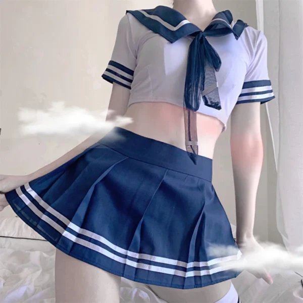 Women Sexy Cosplay Lingerie Student Uniform anime School Girl Erotic Costume Dress Women Miniskirt Outfit Short Top sex clothes - Image 4