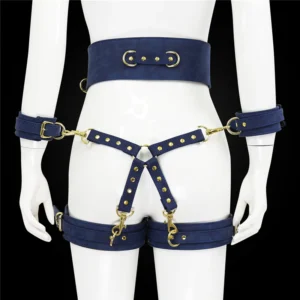 Adult Product SM Bondage Set Include Waistband Wrist Thigh Cuffs Cross Buckle Adult Games Restraints Handcuffs Leg Cuff Sex Toys