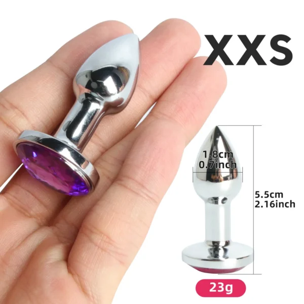 Mini Metal Anal Plug XXS Small Anal Dilator For Adult Men Women Butt Plug With Round Crystal Female Masturbation Anus Sex Toys - Image 3