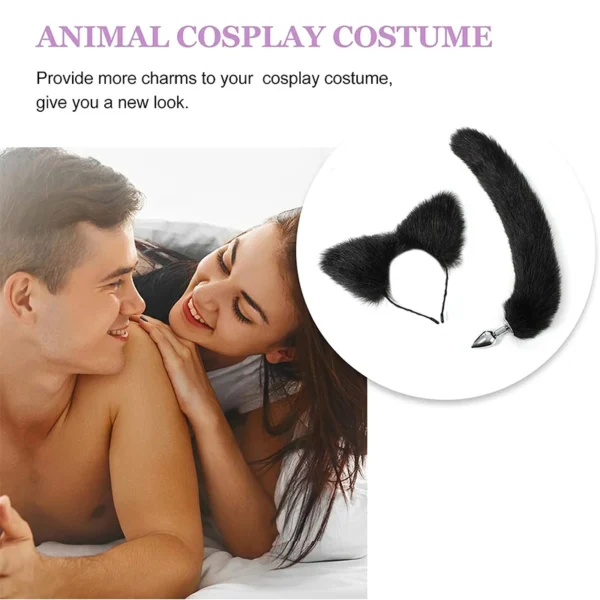 Fox Tail Anal Plug with Hairpin Bdsm Toy Flirting Metal Butt Plug Tail Sex Toys for Woman Man Couples Cosplay Adult Game Shop - Image 4