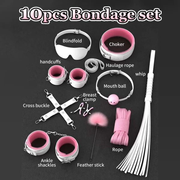 Sex Games Whip Gag Nipple Clamps Sex Toys For Couples Exotic Accessories Sexy Leather BDSM Kits Plush Sex Bondage Set Handcuffs - Image 2