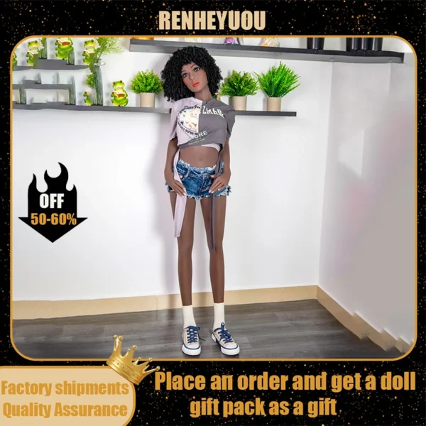 RENHEYUOU black skin sexy woman 158CM full size sex doll can be made silicone head to satisfy male masturbation real girlfriend