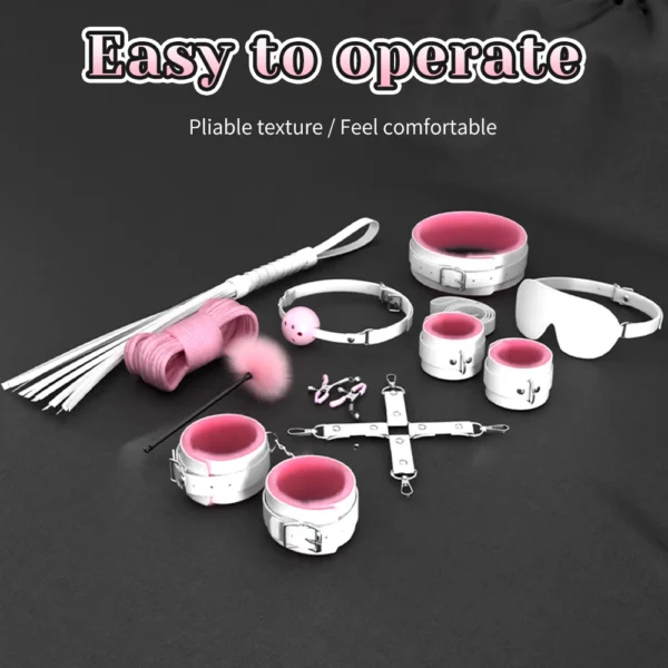 Sex Games Whip Gag Nipple Clamps Sex Toys For Couples Exotic Accessories Sexy Leather BDSM Kits Plush Sex Bondage Set Handcuffs - Image 3