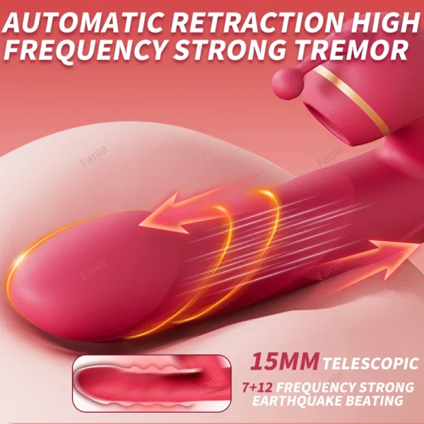 5 In 1 Telescopic Rotating Heated Dildo Vibrators G Spot Thrusting Machine Clitoral Stimulator Sucking Adult Sex Toys for Women - Image 2