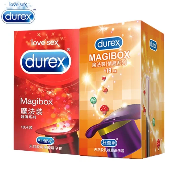 Durex 18pcs Condoms Ice Fire Mixed 4 Style Large Particle Sex Toys Thread Penis Sleeve Condom Delay Ejaculation Adult Products