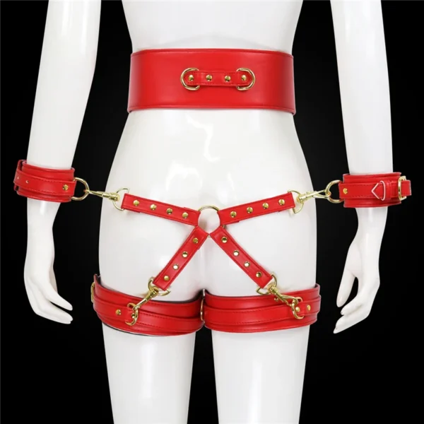 Adult Product SM Bondage Set Include Waistband Wrist Thigh Cuffs Cross Buckle Adult Games Restraints Handcuffs Leg Cuff Sex Toys - Image 2