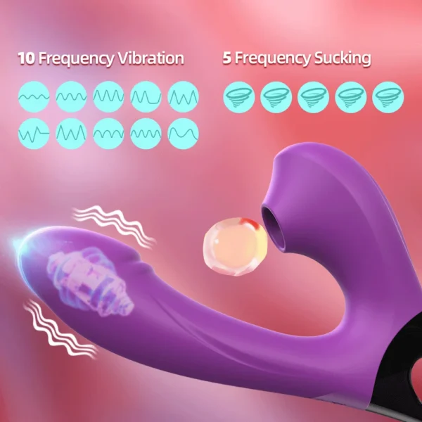 2-in-1 Sucking Vibrator Dildo G-Spot Nipple Sucking Clitoral Vaginal Penetration Sex Toys Female Pussy Massage For Couples Sex - Image 2