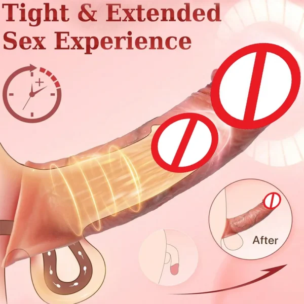 Remote Control Vibration Penis Extension cock Sleeve Silicone Reusable Condom For Men Sex Toys Penis Enlargement - Image 3