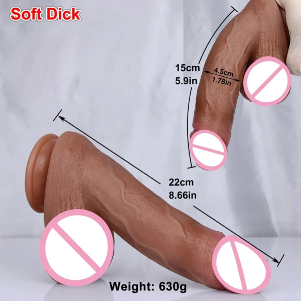 Soft Realistic Strapon Big Dildo Erotic Toy for Women Silicone Lesbian Vaginal Masturbators Penis Small Suction Cup Thick Dick - Image 4