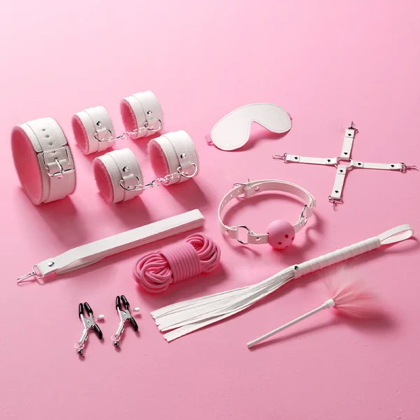 Sex Toys for Women 10Pcs/Set Sexual Bondage Handcuff Whip Adult Couple Sex Toys Tools Set Erotic For Adult Leather BDSM Kits - Image 3
