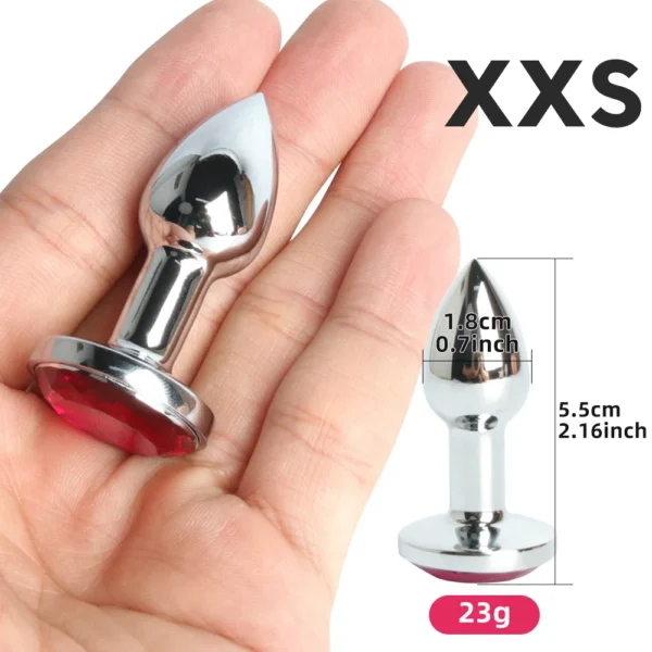 Mini Metal Anal Plug XXS Small Anal Dilator For Adult Men Women Butt Plug With Round Crystal Female Masturbation Anus Sex Toys - Image 2