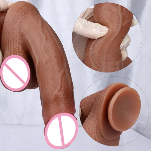 Soft Realistic Strapon Big Dildo Erotic Toy for Women Silicone Lesbian Vaginal Masturbators Penis Small Suction Cup Thick Dick - Image 3