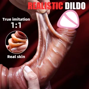 Realistic Dildos Skin Sliding Foreskin Testicles Dildo Penetration Anal Vaginal Stimulation Penis Dick Adult Sex Toys for Woman