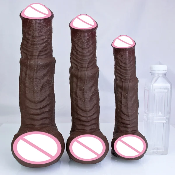 S/M/L Realistic Soft Huge Animal Dildo Silicone Black Horse Genitals Penis Masturbation Suction Cup Dick Woman Man Anal Sex Toy - Image 4