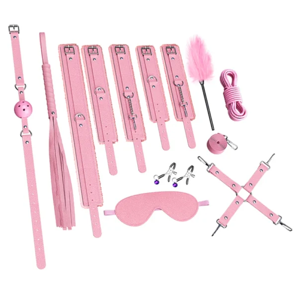 Sex Toys BDSM Bondage Kits Genuine Leather Restraint Set Handcuffs Collar Gag Vibrators Sex Toys For Women Couples Adult Games - Image 3