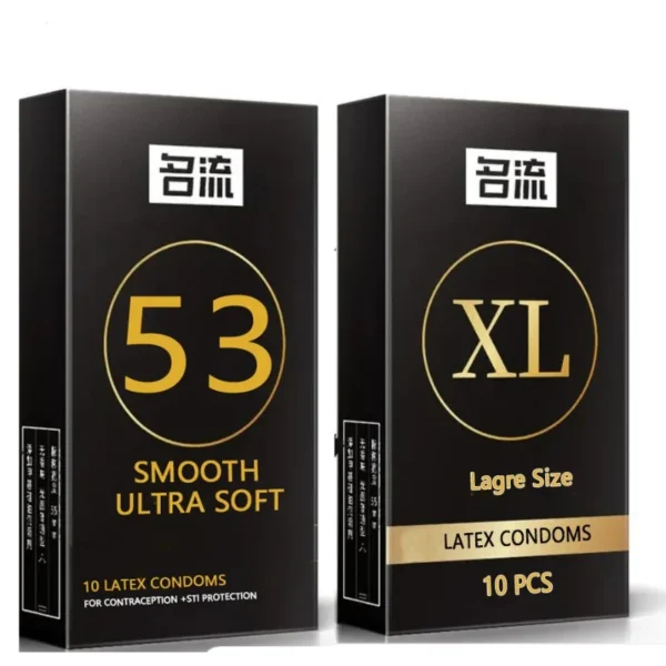 53mm 10PCS/20PCS Jumbo Size Ultra Thin Comfort Fit Latex Condoms Water-Based Lubrication Extended Sex Penetration Anal
