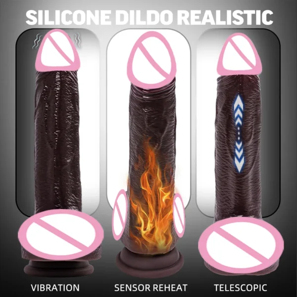 Realistic Dick Telescopic Dildo Vibrator Gode Heating G-Spot Anal Vagina Penetration Massager Masturbator Female Sex Toys Adult - Image 3