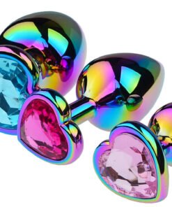 Alternative view of Colorful Heart Shaped Metal Anal Plug Set