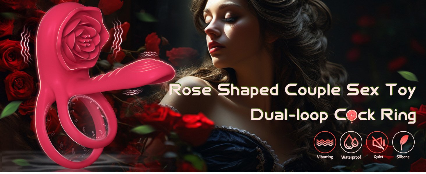Double Vibrating Cock Ring With Rose Clitoral Stimulator - Image 5