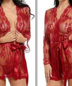 Sexy lingerie bathrobe strappy nightdress set
